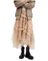 Allsaints Jen Tulle Asymmetric Maxi Skirt In Blush Pink
