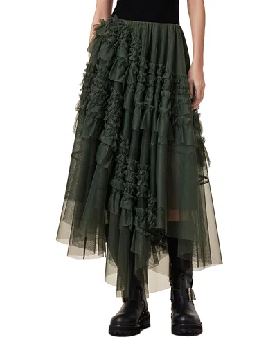 Allsaints Jen Tulle Skirt In Rifle Green