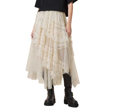 Allsaints Jen Tulle Skirt In Tofu White