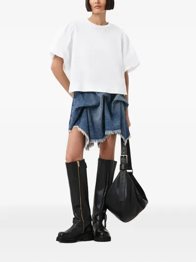 Allsaints Womens Optic White Jess Puff-sleeve Relaxed-fit Cotton T-shirt