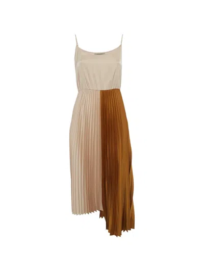 Pre-owned Allsaints Jessie Asymmetric Pleated Dress In Neutral