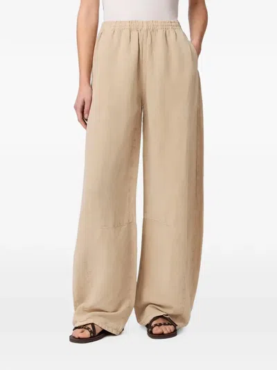 Allsaints Jet Elasticated Wide-leg Trousers In Neutral