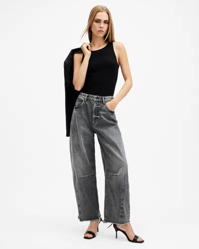 Allsaints Jett Barrel Leg Denim Jeans In Washed Grey