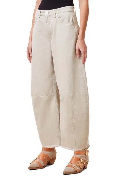 Allsaints Jett Frayed Hem Loose Barrel Jeans In Cream White