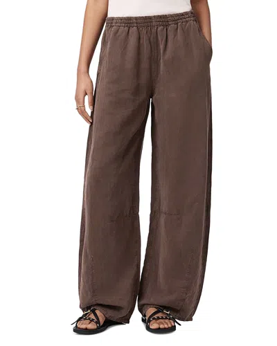 Allsaints Jett Pull On Wide Leg Pants In Brown