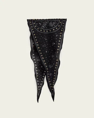 Allsaints Jett Silk Skinny Scarf In Black
