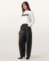 Allsaints Jett Wide Leg Leather Trousers, In Black