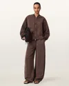 Allsaints Jett Wide Leg Linen Blend Pants In Brown