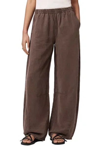 Allsaints Jett Wide Leg Pull-on Pants In Brown