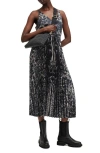 Allsaints Jinx 2-in-1 Printed Pleated Maxi Dress In Jinx Taupe Brown