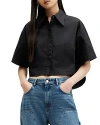 Allsaints Joanna Relaxed Fit Cropped Shirt In Black