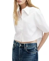 Allsaints Joanna Relaxed Fit Cropped Shirt In White