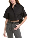 Allsaints Joanna Relaxed Fit Cropped Shirt In Black