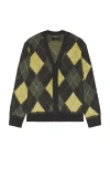 Allsaints Mens Cinder Black M Joker Arygle-pattern Wool-blend Cardigan In Black