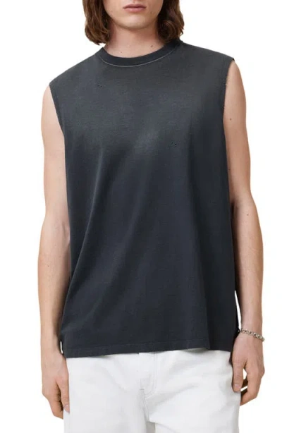 Allsaints Jonah Distressed Sleeveless T-shirt In Black