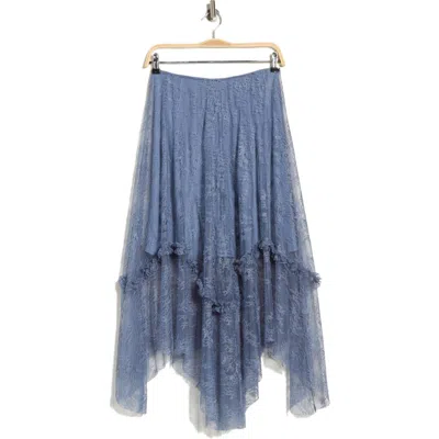 Allsaints Josie Asymmetric Lace Skirt In Blue