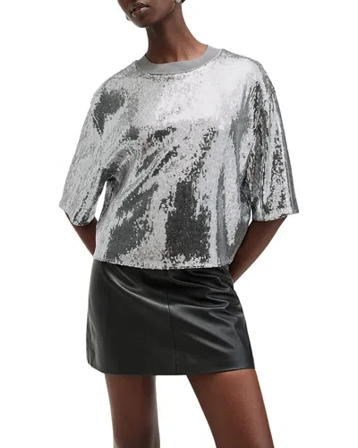 Allsaints Juela Sequin Top In Silver