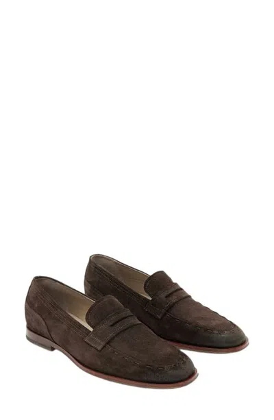Allsaints Jules Stitch Leather Loafer In Dark Brown