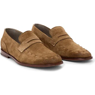 Allsaints Jules Stitch Leather Loafer In Brown