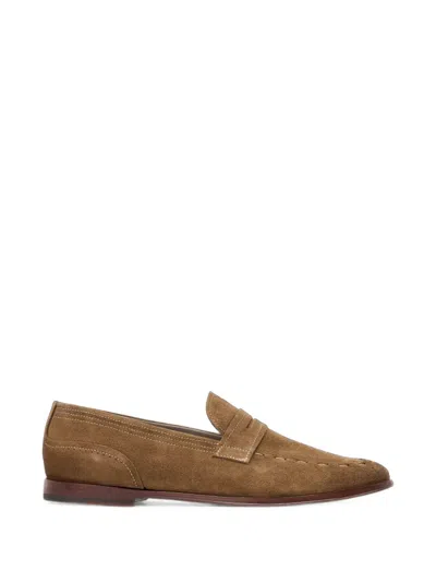 Allsaints Jules Stitch Loafers In Brown