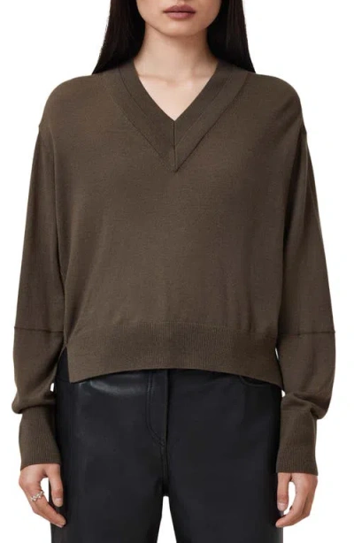 Allsaints Julieana Merino Wool Sweater In Walnut Brown