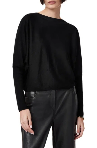 Allsaints Julieana Reversible Dolman Sleeve Crop Sweater In Black