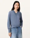 Allsaints Julieana V Neck Wool Sweater In Flint Grey