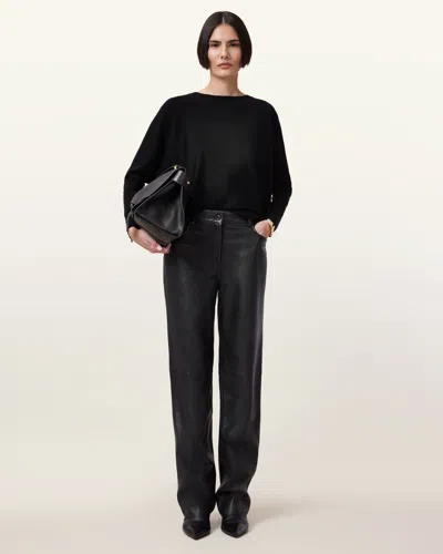 Allsaints Julieana V Neck Wrap Jumper In Black