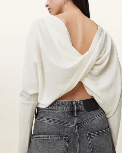 Allsaints Julieana V Neck Wrap Jumper In Chalk White