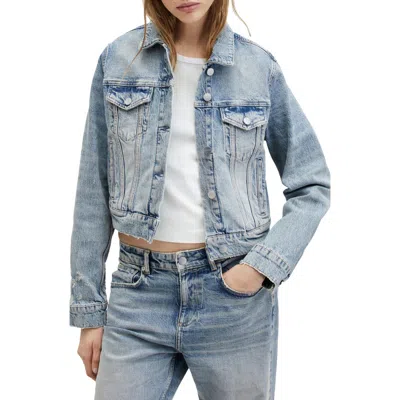 Allsaints Juno Distressed Denim Jacket In Blue