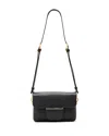 Allsaints Jupiter Grain Leather Crossbody Bag In Black
