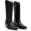 Allsaints Womens Black Dolly Embroidered-stitch Leather Western Boots In Black