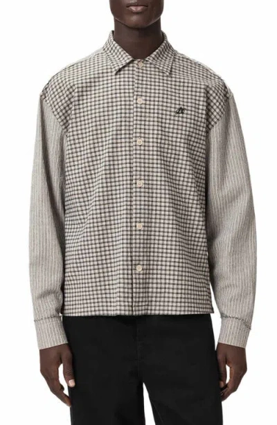 Allsaints Kage Mix Print Button-up Shirt In Neutral