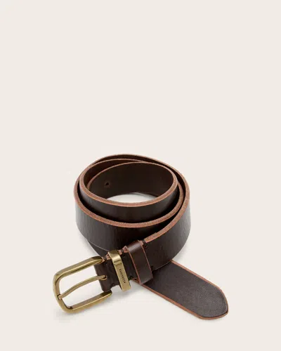 Allsaints Kai Leather Belt In Bitter Brown