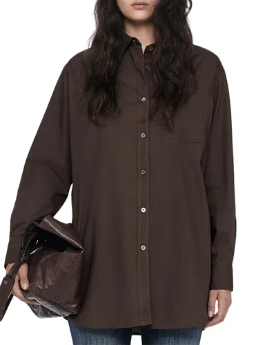 Allsaints Kaia Cotton Oversized Shirt In Brown