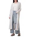 Allsaints Kaito Open Stitch Sheer Mesh Open Front Longline Cardigan In Chalk White