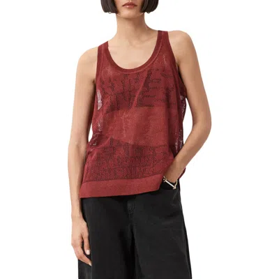 Allsaints Kaito Open Stitch Tank In Red
