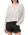Allsaints Womens Chalk White Kaito Long-sleeve Open-knit Woven Cardigan In Chalk White
