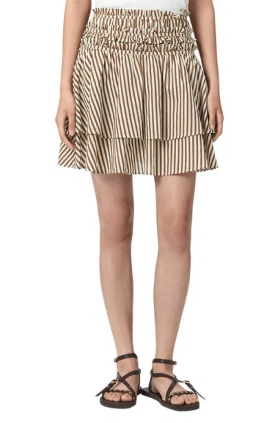 Allsaints Kali Stripe Miniskirt In Brown