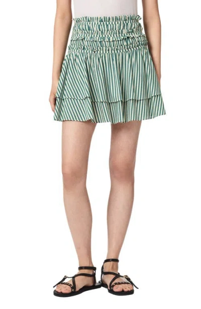 Allsaints Kali Stripe Miniskirt In Green