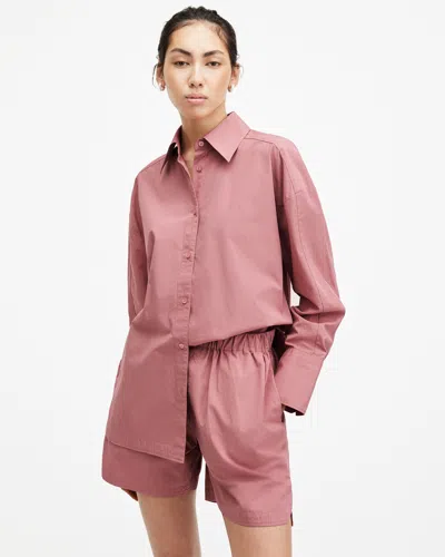 Allsaints Karina Relaxed Fit Shirt In Ash Rose Pink
