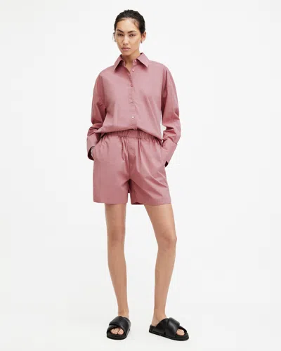 Allsaints Karina Relaxed Fit Shorts In Ash Rose Pink