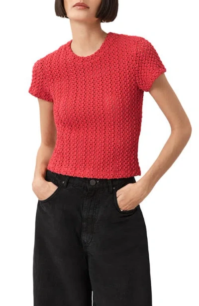 Allsaints Karma Stevie Slim Fit Crochet T-shirt In Red