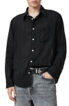 Allsaints Karmi Tonal Stripe Relaxed Fit Shirt In Black