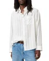 Allsaints Karmi Tonal Stripe Relaxed Fit Shirt In White