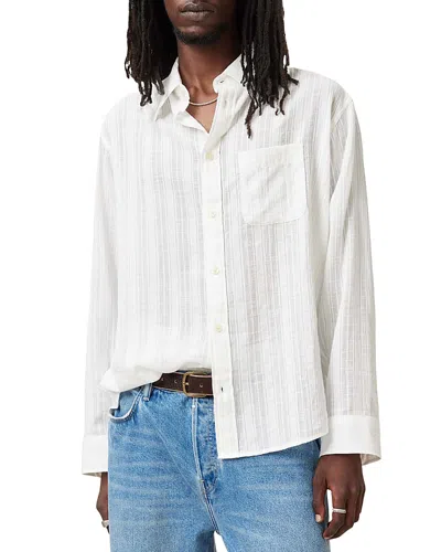 Allsaints Karmi Tonal Stripe Relaxed Fit Shirt In White
