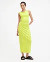Allsaints Womens Zest Lime Gree Katarina Side-ruched Slim-fit Cotton Maxi Dress In Zest Lime Green