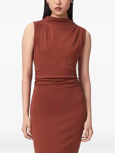 Allsaints Katarina Draped Sleeveless Maxi Dress In Brown