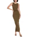 Allsaints Womens Olive Green Katarina Side-ruched Slim-fit Cotton Maxi Dress In Brown