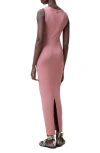 Allsaints Katarina Ruched Side Maxi Dress In Ash Rose Pink